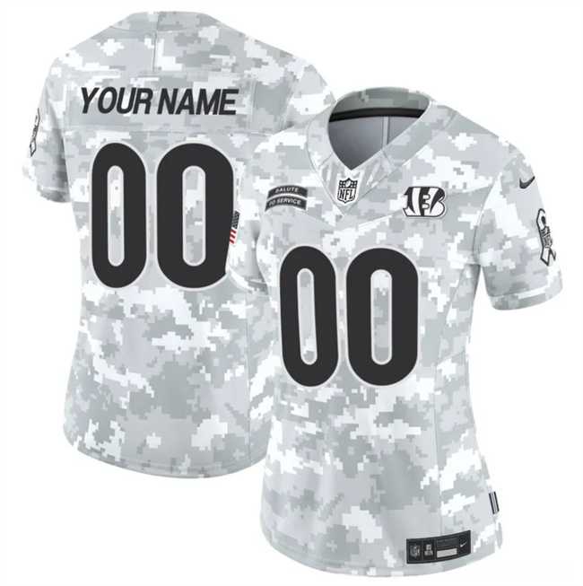 Womens Cincinnati Bengals Active Player Custom 2024 F.U.S.E Arctic Camo Salute To Service Limited Stitched Football Jersey(Run Small)